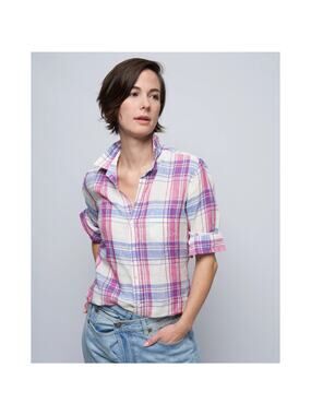 Frank & Eileen Barry Shirt Plaid Pink Blue White